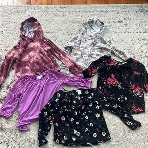Assorted girls Tops and Hoodies, size 6, 7, 8